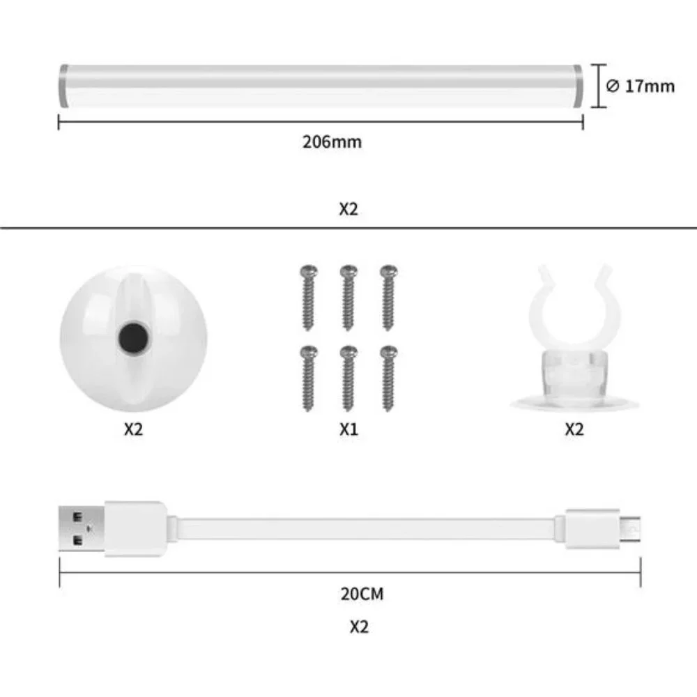 LED Mirror Lights Portable Rechargeable Vanity Light 3 Brightness Touch Control